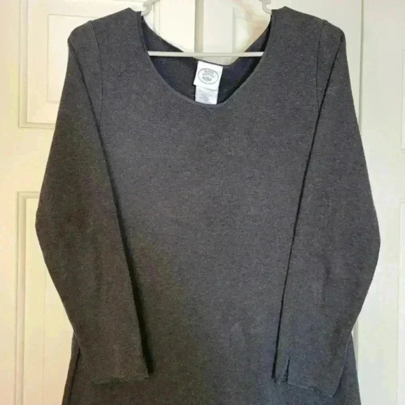 Vintage Laura Ashley Soft‎ Heather Grey Body Con Longsleeve Dress, Sz M - Picture 1 of 11